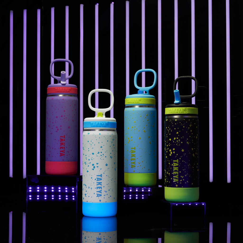 Glow In The Dark Sport Kids Water Bottle Confetti With Straw Lid
