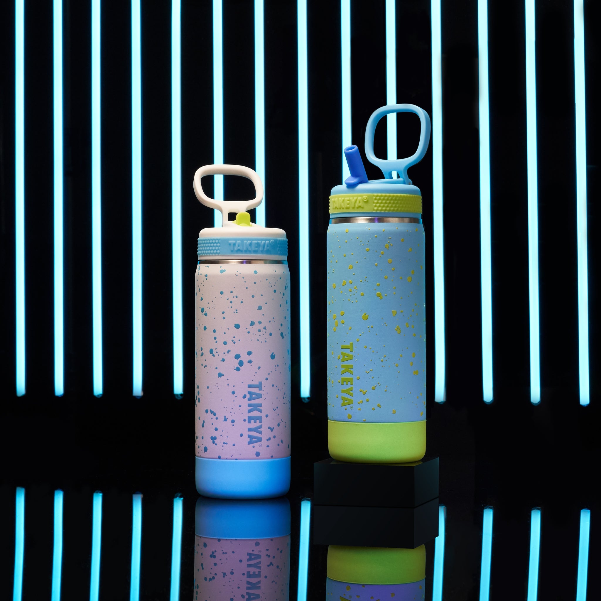 Glow In The Dark Sport Kids Water Bottle Confetti With Straw Lid