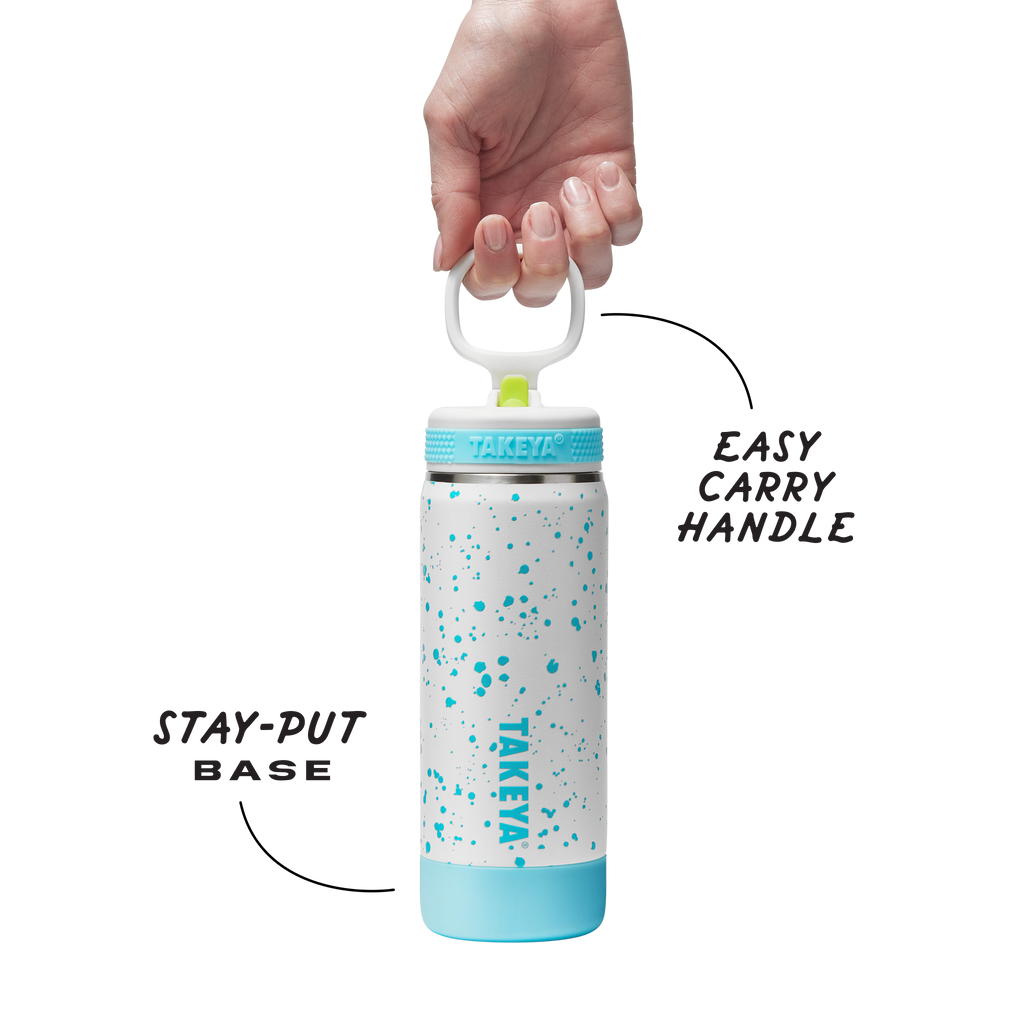 Glow In The Dark Sport Kids Water Bottle Confetti With Straw Lid
