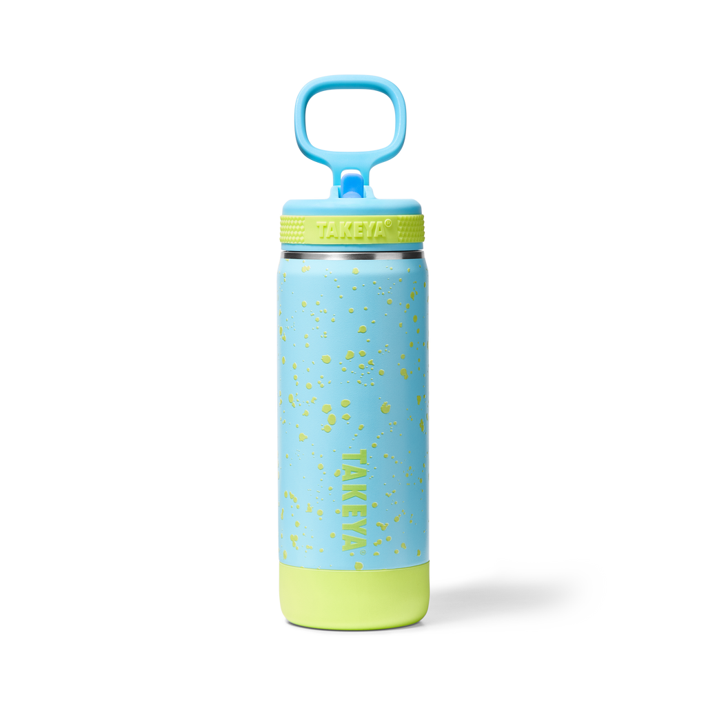 Glow In The Dark Sport Kids Water Bottle Confetti With Straw Lid
