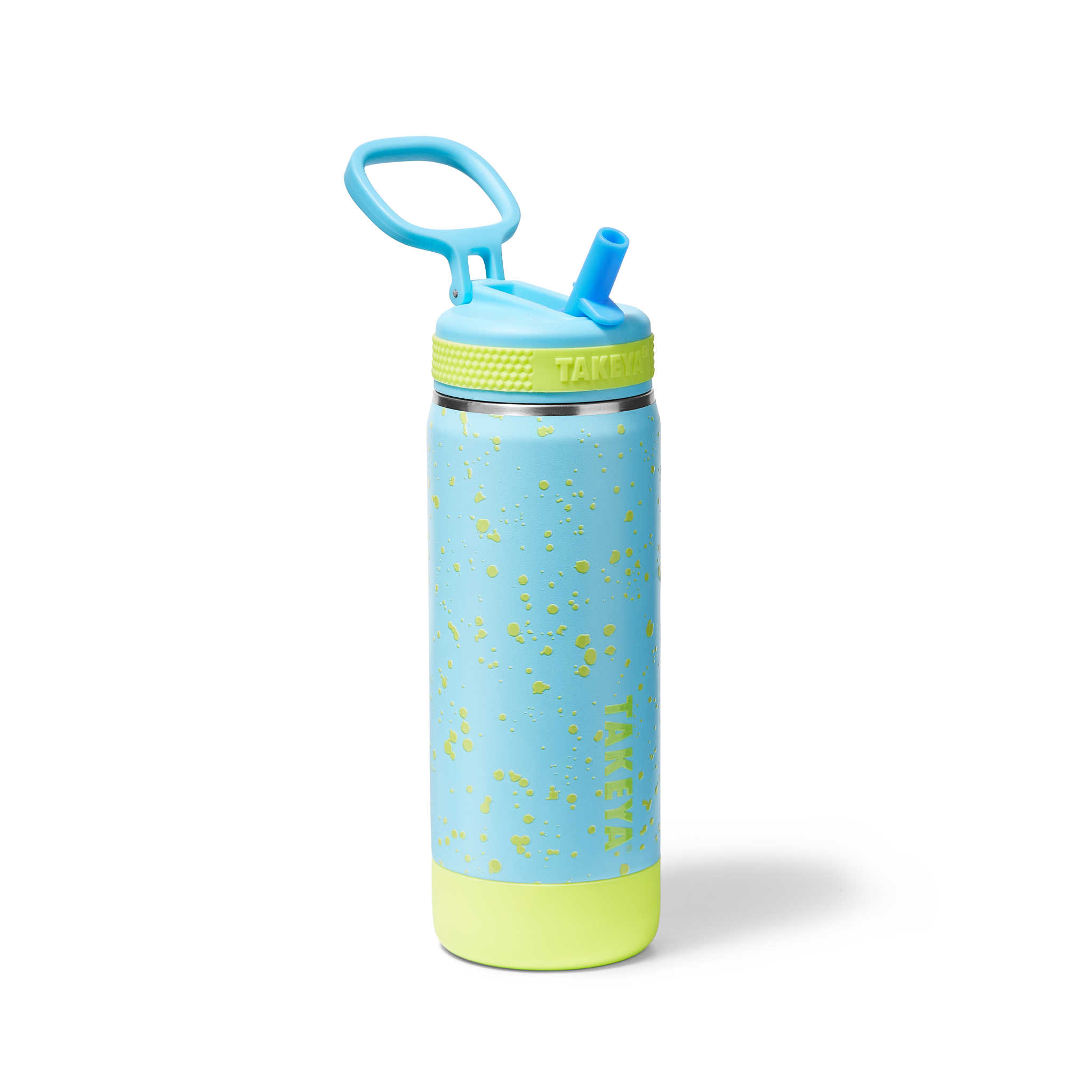 Glow In The Dark Sport Kids Water Bottle Confetti With Straw Lid