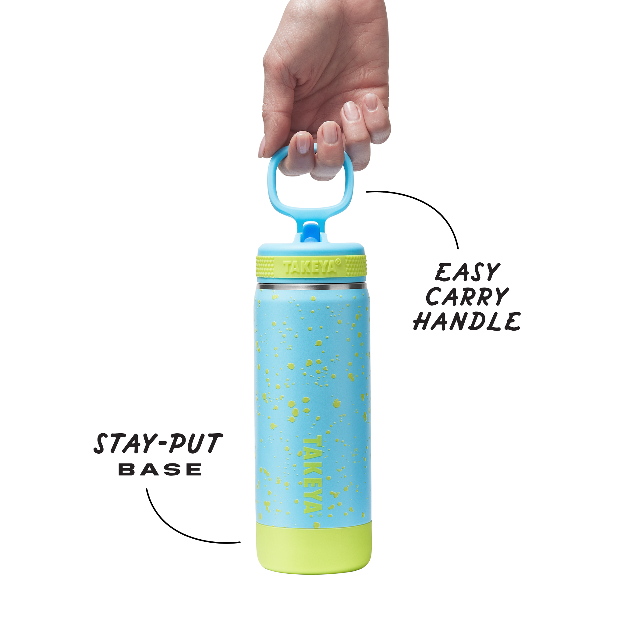 Glow In The Dark Sport Kids Water Bottle Confetti With Straw Lid