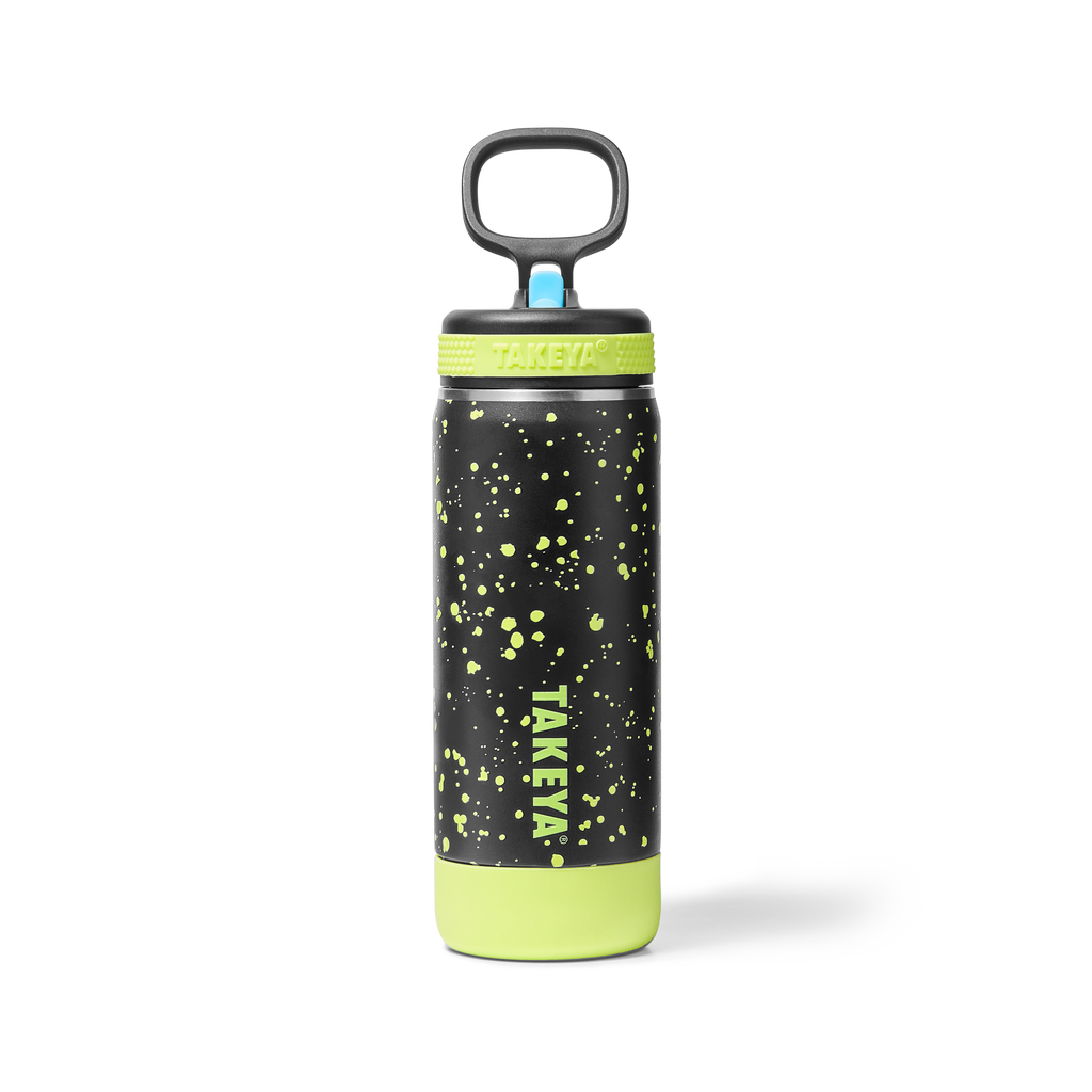 Glow In The Dark Sport Kids Water Bottle Confetti With Straw Lid
