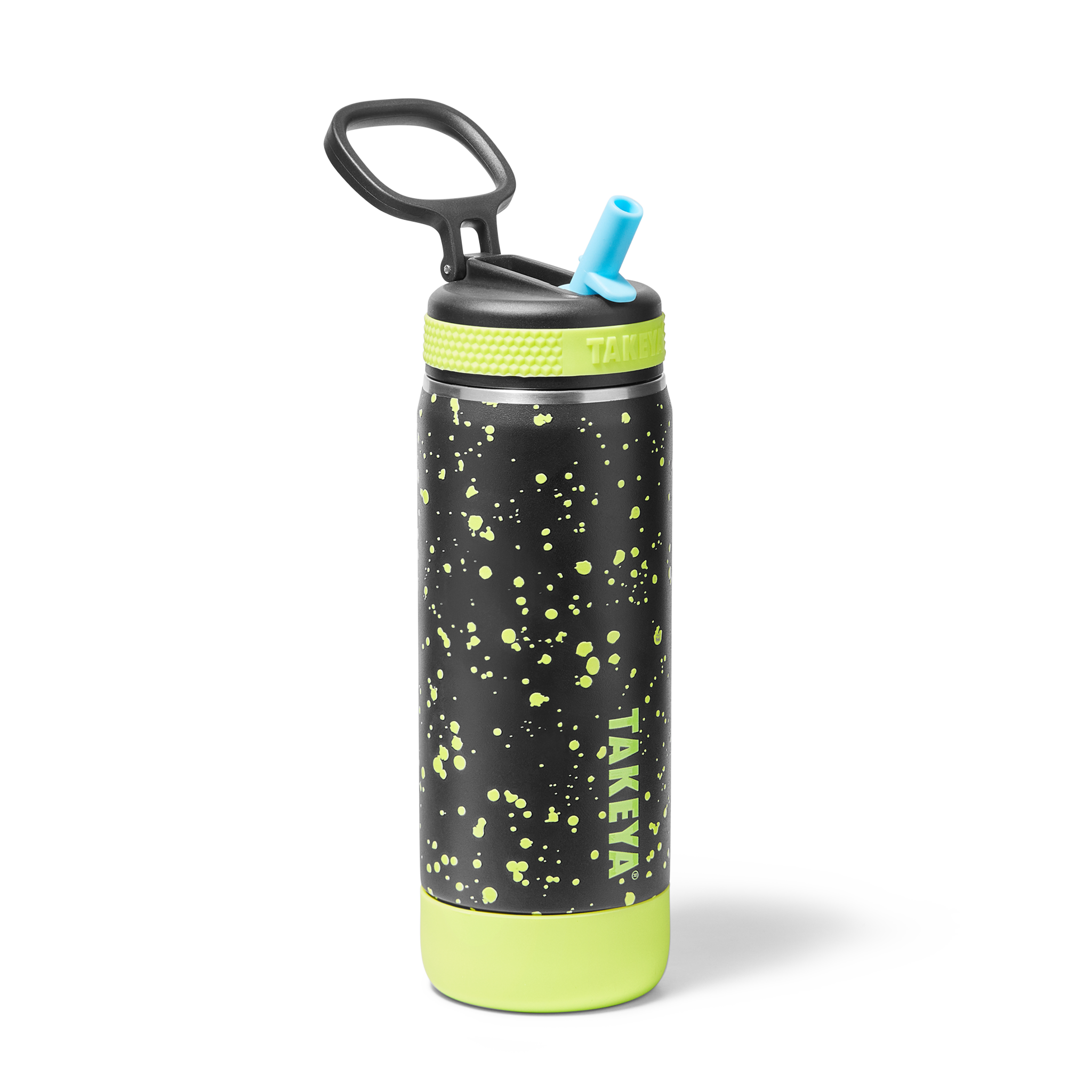 Glow In The Dark Sport Kids Water Bottle Confetti With Straw Lid