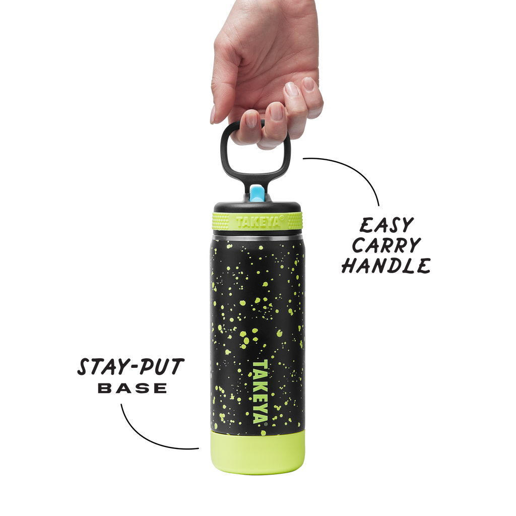 Glow In The Dark Sport Kids Water Bottle Confetti With Straw Lid