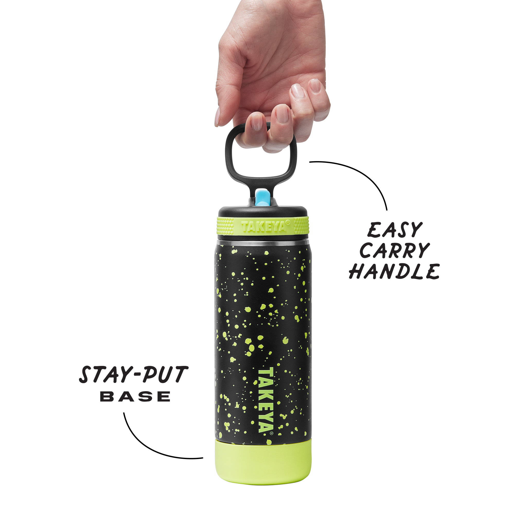 Glow In The Dark Sport Kids Water Bottle Confetti With Straw Lid