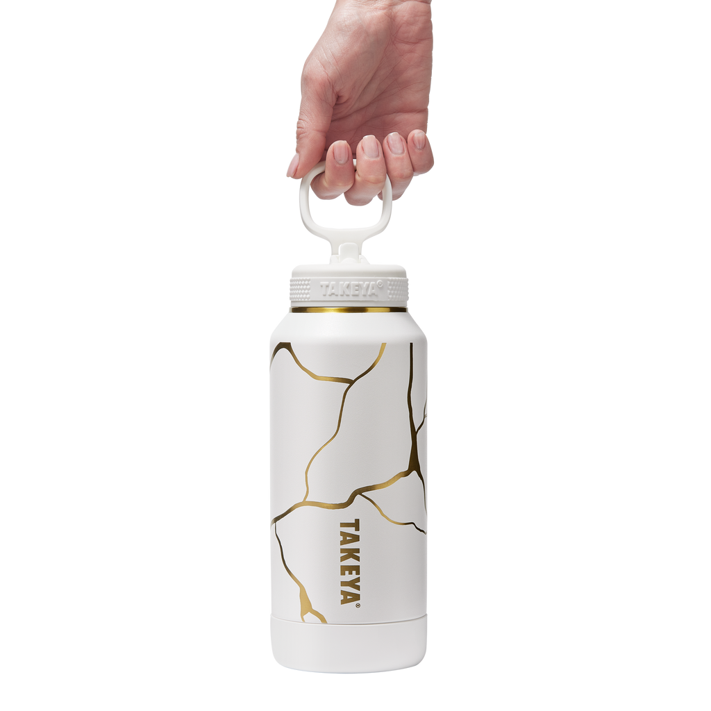 Kintsugi Water Bottle with Straw Lid